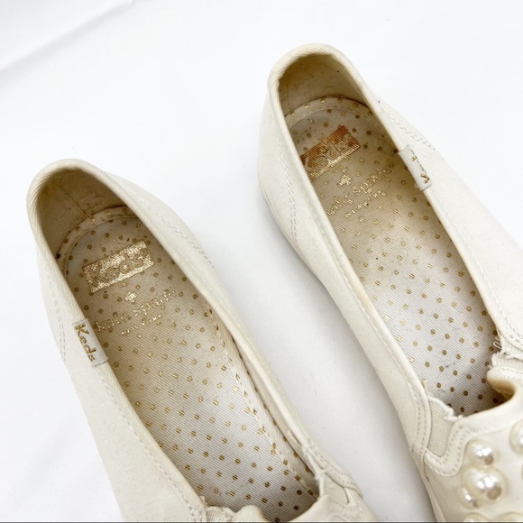 🎃Keds x Kate Spade Triple Decker Bridal Wedding Pearl Slip On Slides size 8.5 - Picture 5 of 11